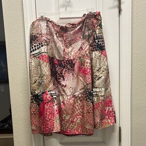 Bandolino Mosaic A-Line Skirt in Pink and Cream